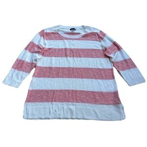 NEW Gap Women's Lightweight Quarter Sleeve White Red Striped Sweater Size XL NWT